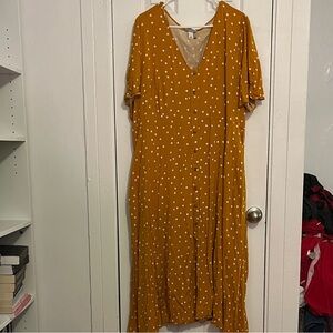 Ava & Viv Mustard Polka Dot Midi Dress